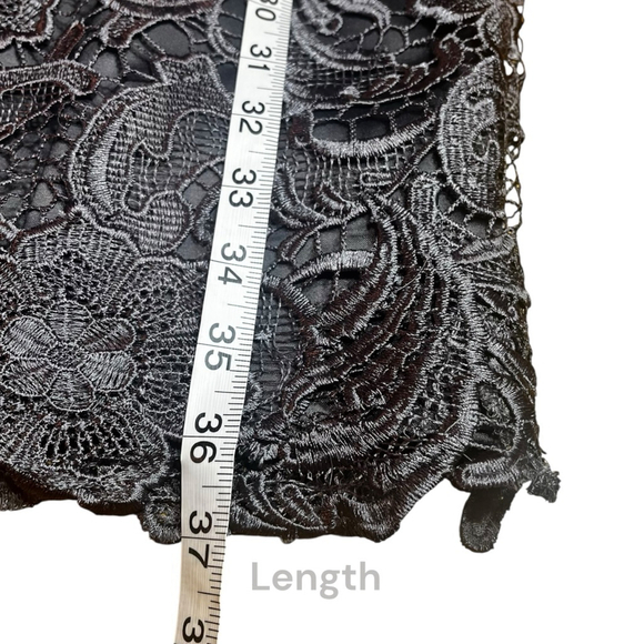 Adrianna Papell Lace Illusion Sheath Dress Charcoal Floral Cocktail, 14 - Picture 9 of 13